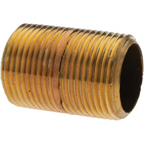 Anderson Metals 11153 Brass Pipe Nipple Threaded on Both Ends, 1-1/2" OAL, NPT