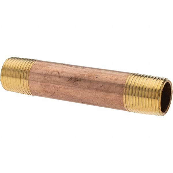 Anderson Metals -11152-10 Brass Pipe Nipple Threaded on Both Ends, 4" OAL, NPT