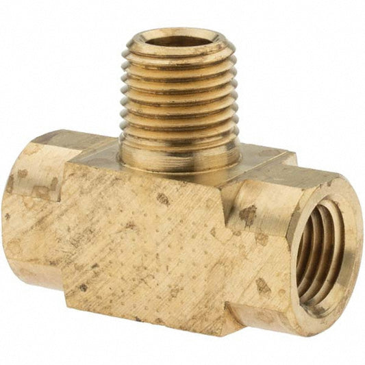 Parker -11148-A Industrial Pipe Male Branch Tee 1/4" Female Thread, 1/4" Male Thread, MNPTF x FNPTF