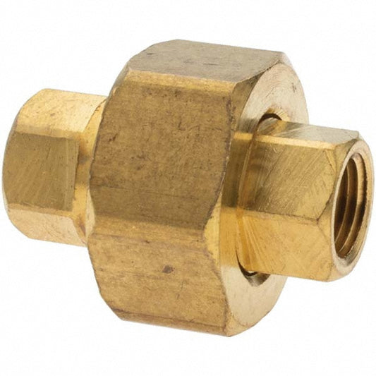 Anderson Metals 11118 Brass Pipe Union 1/8 x 1/8" Fitting, FNPT x FNPT