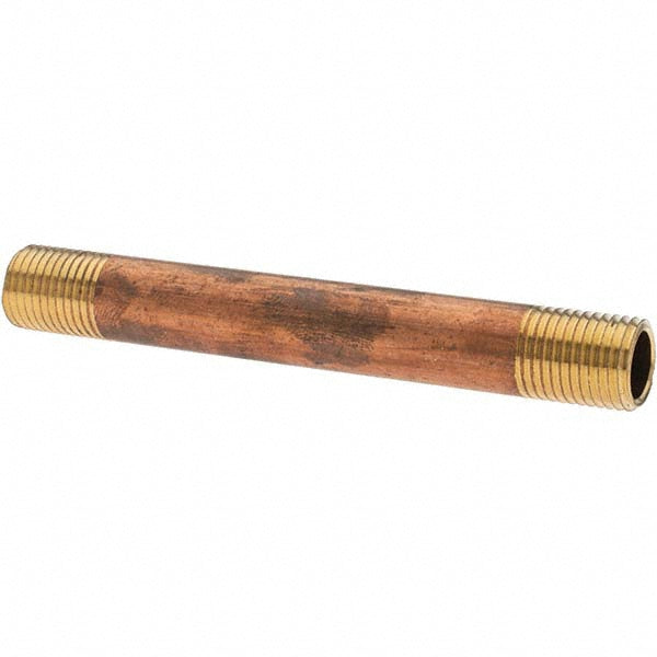 Anderson Metals -11099-10 Brass Pipe Nipple Threaded on Both Ends, 4" OAL, NPT