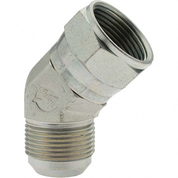 Brennan 10607 Steel Flared Tube Swivel 45 &deg Elbow 1" Tube OD, 1-5/16-12 x 1-5/16-12 Thread, 37 &deg Flared Angle