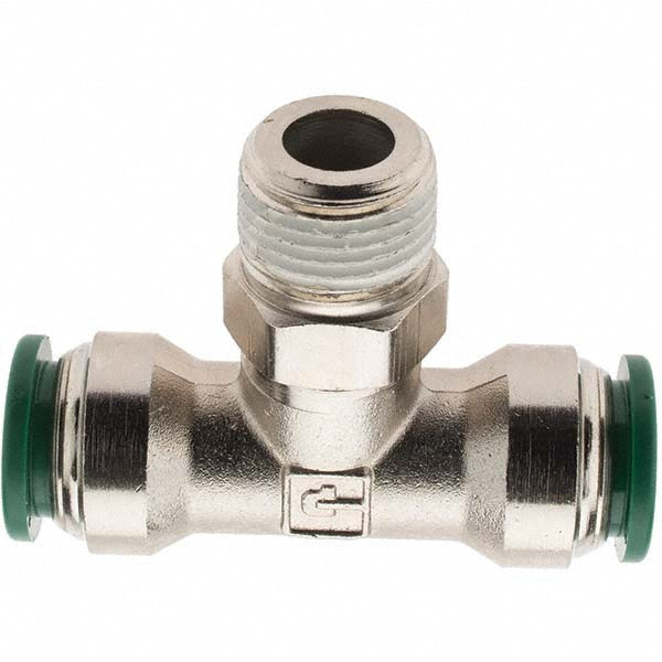 Parker -12558-2 Push-To-Connect Tube to Male & Tube to Male NPT Tube Fitting Male Swivel Branch Tee, 3/8" Thread, 1/2" OD
