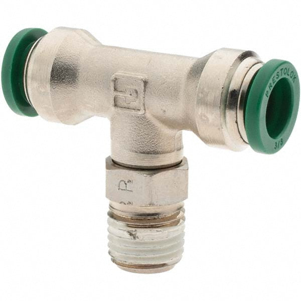 Parker 12558 Push-To-Connect Tube to Male & Tube to Male NPT Tube Fitting Swivel Male Branch Tee, 1/4" Thread, 3/8" OD