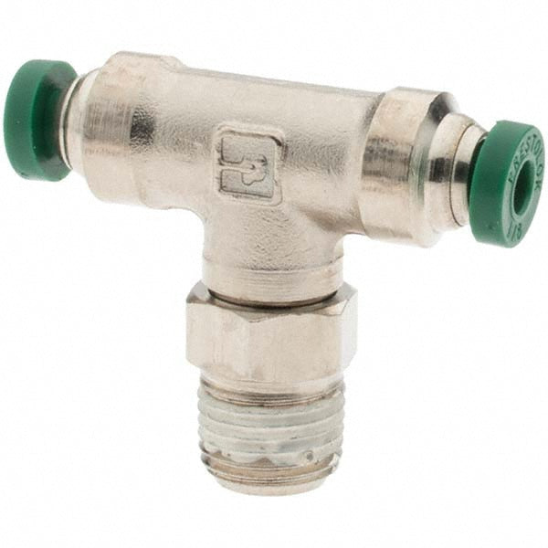 Parker 12554 Push-To-Connect Tube to Male & Tube to Male NPT Tube Fitting Male Swivel Run Tee, 1/8" Thread, 1/8" OD