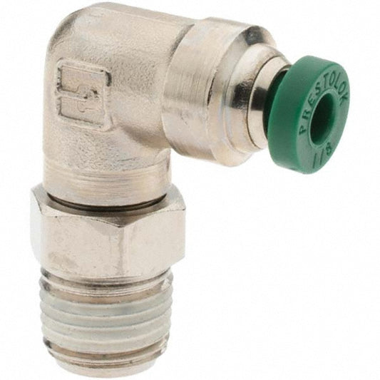 Parker 12539 Push-To-Connect Tube to Male & Tube to Male NPT Tube Fitting Male Swivel Elbow, 1/8" Thread, 1/8" OD