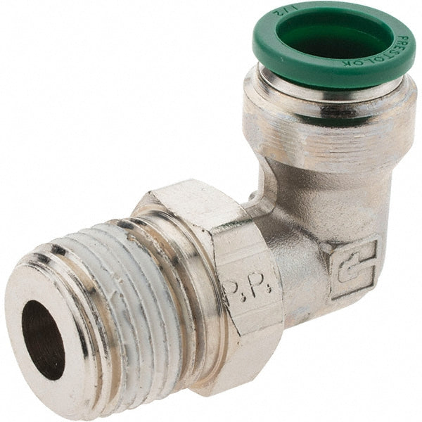 Parker 12552 Push-To-Connect Tube to Male & Tube to Male NPT Tube Fitting 90 &deg Male Elbow, 1/2" Thread, 1/2" OD