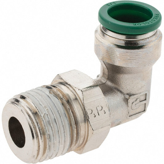 Parker 12552 Push-To-Connect Tube to Male & Tube to Male NPT Tube Fitting 90 &deg Male Elbow, 1/2" Thread, 1/2" OD