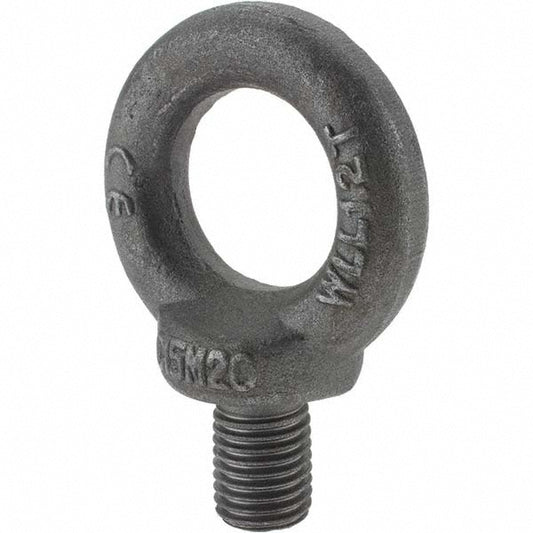 Value Collection B10783 Fixed Lifting Eye Bolt With Shoulder, M20 x 2.50 Thread, Grade 1015 Steel