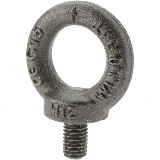 Value Collection B10780 Fixed Lifting Eye Bolt With Shoulder, M12 x 1.75 Thread, Grade 1015 Steel