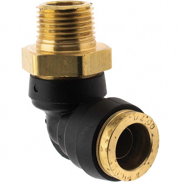 Parker PF-00061 Push-To-Connect Tube to Male & Tube to Male NPT Tube Fitting 90 &deg Swivel Male Elbow, 3/8" Thread, 1/2" OD