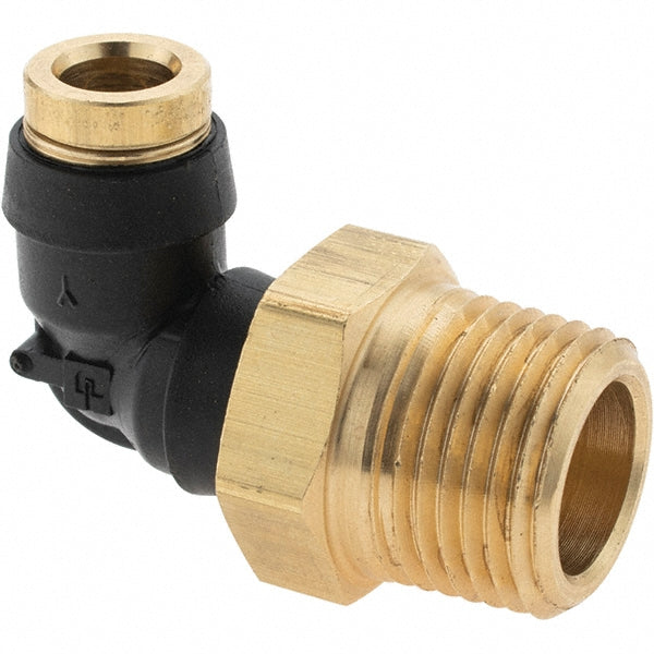 Parker BD-PF-00055 Push-To-Connect Tube to Male & Tube to Male NPT Tube Fitting 90 &deg Swivel Male Elbow, 3/8" Thread, 1/4" OD