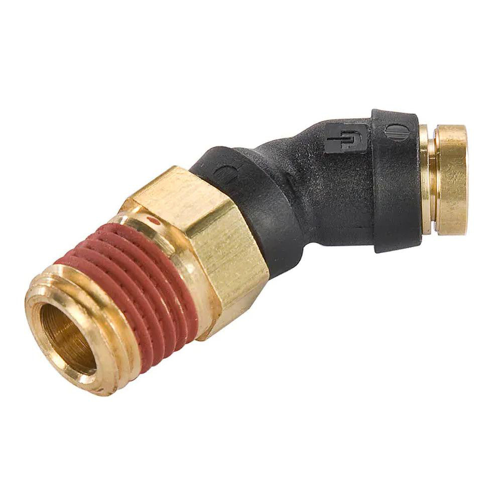 Parker PF-00084 Push-To-Connect Tube to Male & Tube to Male NPT Tube Fitting Swivel 45 &deg Male Elbow, 1/2" Thread, 3/8" OD