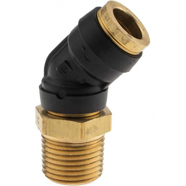 Parker PF-00086 Push-To-Connect Tube to Male & Tube to Male NPT Tube Fitting Swivel 45 &deg Male Elbow, 1/2" Thread, 1/2" OD