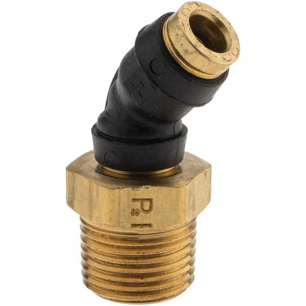 Parker PF-00081 Push-To-Connect Tube Fitting 45 &deg Male Elbow, 3/8" Thread, 1/4" OD