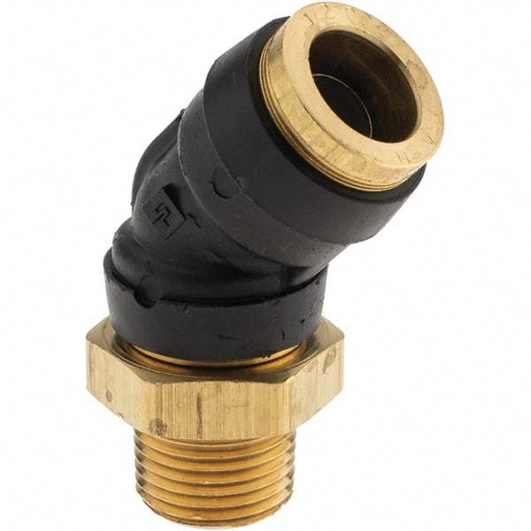 Parker PF-00085 Push-To-Connect Tube to Male & Tube to Male NPT Tube Fitting Swivel 45 &deg Male Elbow, 3/8" Thread, 1/2" OD
