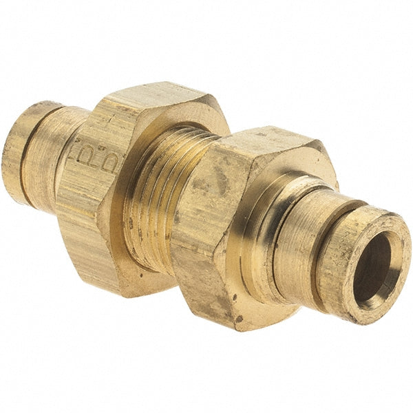 Parker P0010 Push-To-Connect Tube to Tube Tube Fitting Bulkhead Union, 1/4" OD