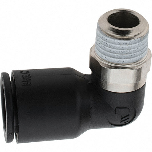 Parker LG1036 Push-To-Connect Tube to Male BSPT Tube Fitting 90 &deg Male Elbow, 1/4" Thread