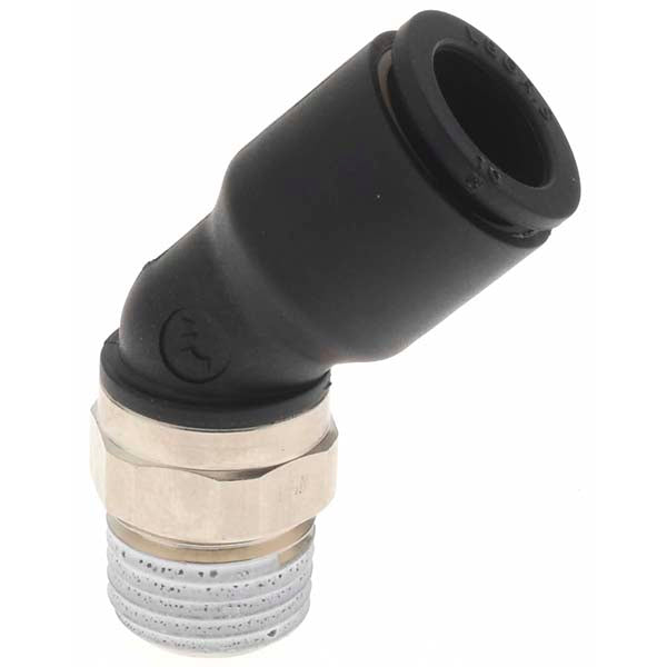 Parker LG1034 Push-To-Connect Tube to Male BSPT Tube Fitting 45 &deg Male Elbow, 1/4" Thread