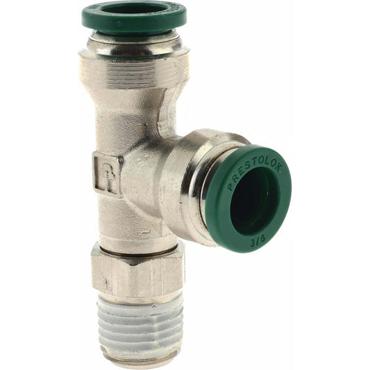 Parker KP80519 Push-To-Connect Tube to Male & Tube to Male NPT Tube Fitting Male Run Tee, 1/4" Thread, 3/8" OD