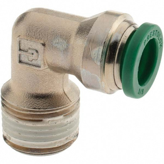 Parker KP80492 Push-To-Connect Tube to Male & Tube to Male NPT Tube Fitting 90 &deg Male Elbow, 3/8" Thread, 3/8" OD
