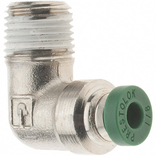 Parker KP80486 Push-To-Connect Tube to Male & Tube to Male NPT Tube Fitting 90 &deg Male Elbow, 1/8" Thread, 1/8" OD