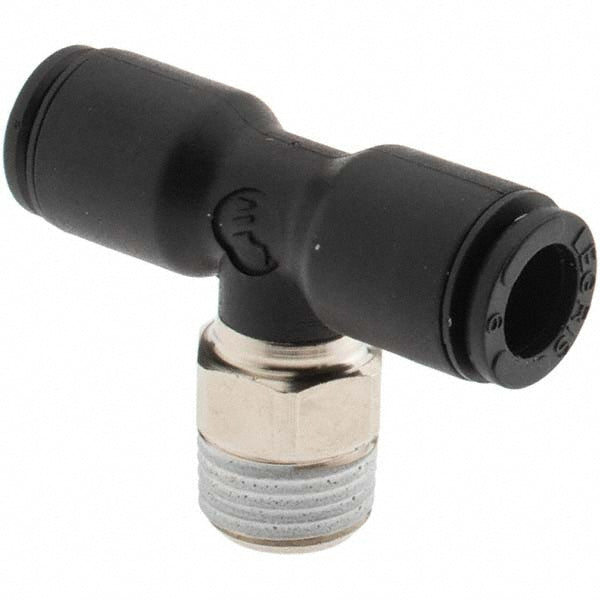 Parker KP23998 Push-To-Connect Tube to Male BSPT Tube Fitting Male Branch Tee, 1/8" Thread