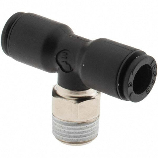 Parker KP23998 Push-To-Connect Tube to Male BSPT Tube Fitting Male Branch Tee, 1/8" Thread