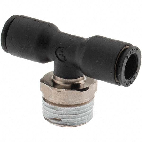 Parker KP23579 Push-To-Connect Tube to Male BSPT Tube Fitting Male Branch Tee, 3/8" Thread, 5/16" OD