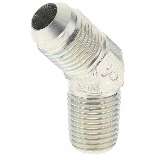 Value Collection 16233 Steel Flared Tube 45 &deg Elbow 3/8" Tube OD, 9/16-18 x 1/4-18 Thread, 37 &deg Flared Angle