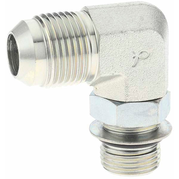Value Collection 16509 Steel Flared Tube 90 &deg Elbow 5/8" Tube OD, 7/8-14 x 3/4-16 Thread, 37 &deg Flared Angle