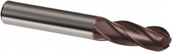Guhring 9067070040000 Ball End Mill 4.00 mm Dia, 11.00 mm LOC, 4 Flute, Solid Carbide