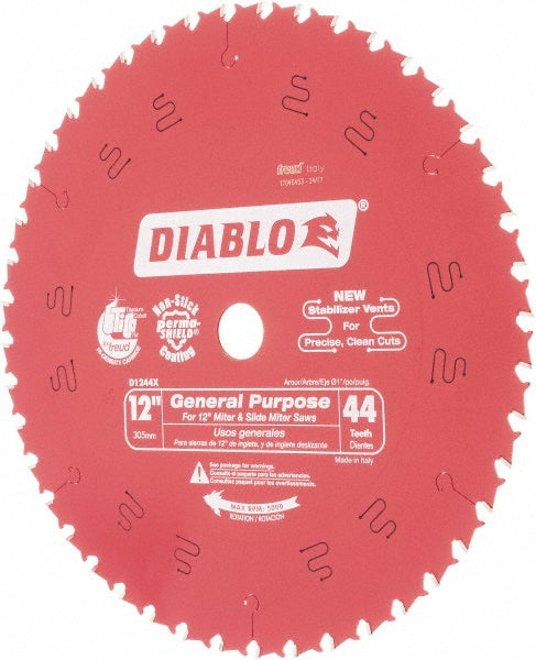 DIABLO D1244X Wet & Dry Cut Saw Blade 12" Dia, 1" Arbor Hole, 0.098" Kerf Width, 44 Teeth
