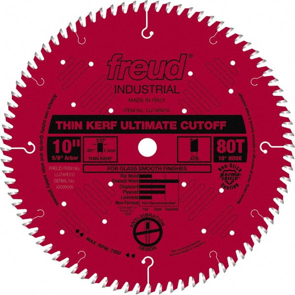 Freud LU74R010 Wet & Dry Cut Saw Blade 10" Dia, 5/8" Arbor Hole, 0.126" Kerf Width, 80 Teeth