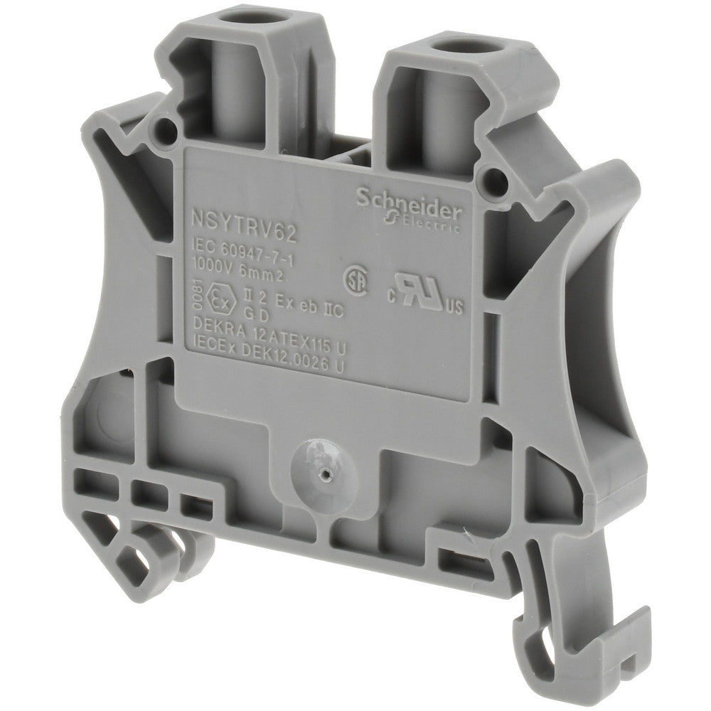 Schneider Electric NSYTRV62 1 Pole, 1,000 Volt, 57 Amp, -40 to 266&degF, DIN Rail Mount, Polyamide Passthrough Terminal Block