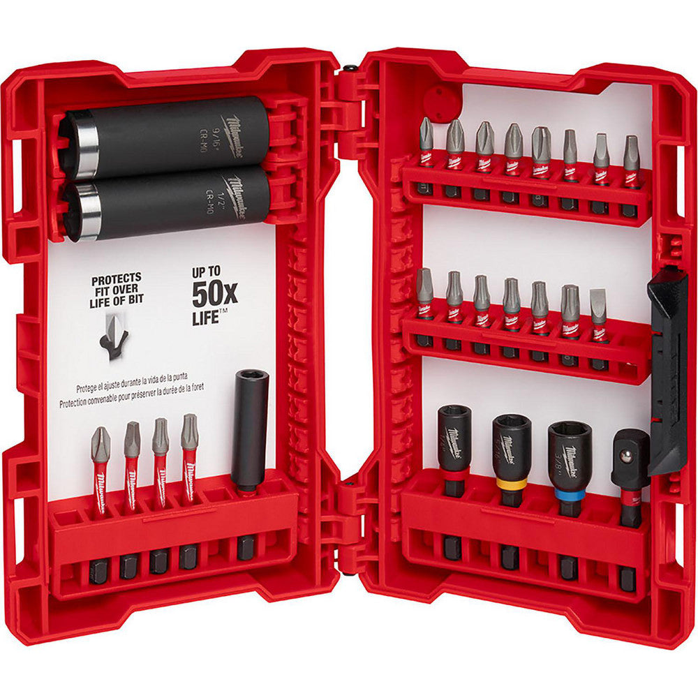Milwaukee Tool 48-32-4408 Screwdriver Insert Bit Set 0.25, 0.31 & 0.38" Drive, Phillips, Slotted, Square & Torx
