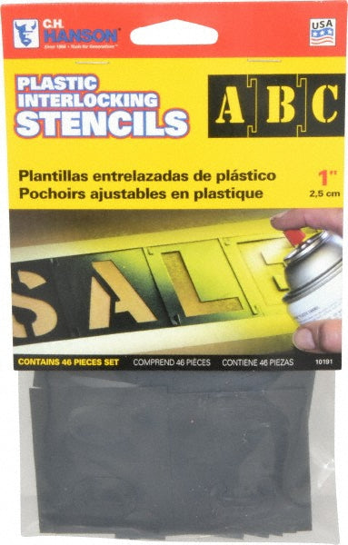 C.H. Hanson 10191 1 Inch Characters, PVC Plastic Stencil Set