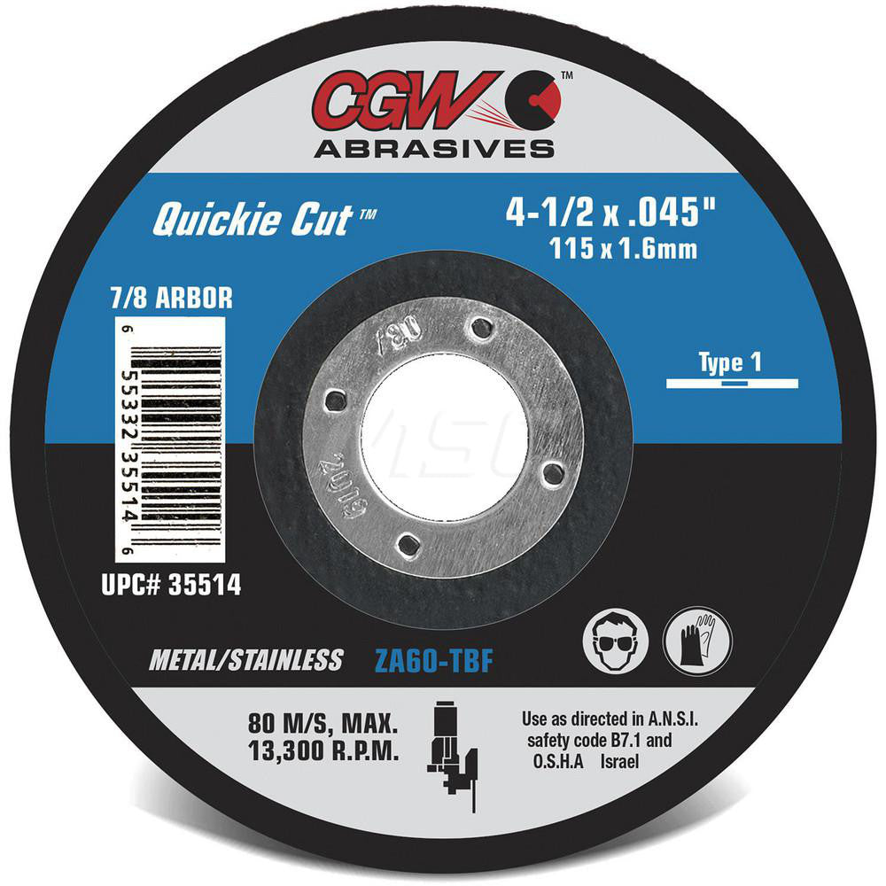 CGW Abrasives 45011 Cut-Off Wheel  Type 1 (01/41),  5" Dia,  Zirconia Alumina