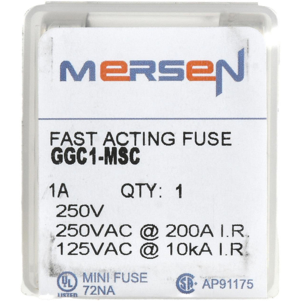 Ferraz Shawmut GGC1-MSC Cylindrical Fast-Acting Fuse 1 A, 1-1/4" OAL, 1/4" Dia
