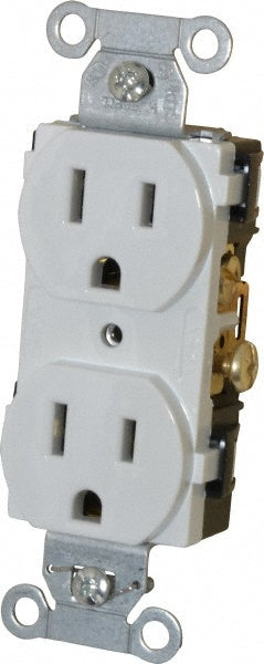 Hubbell Wiring Device-Kellems CR15WHI Straight Blade Duplex Receptacle NEMA 5-15R, 15 Amps, Self-Grounding