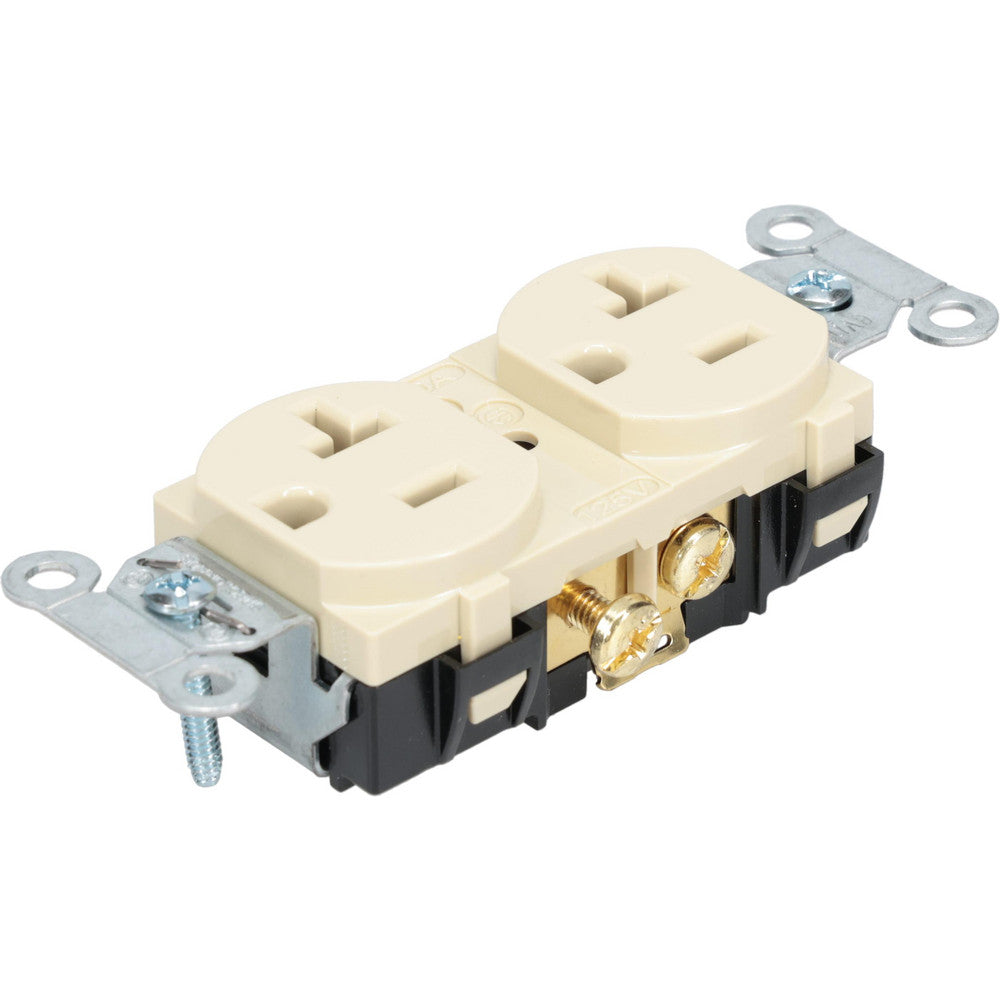 Hubbell Wiring Device-Kellems CR20I Straight Blade Duplex Receptacle NEMA 5-20R, 20 Amps, Self-Grounding
