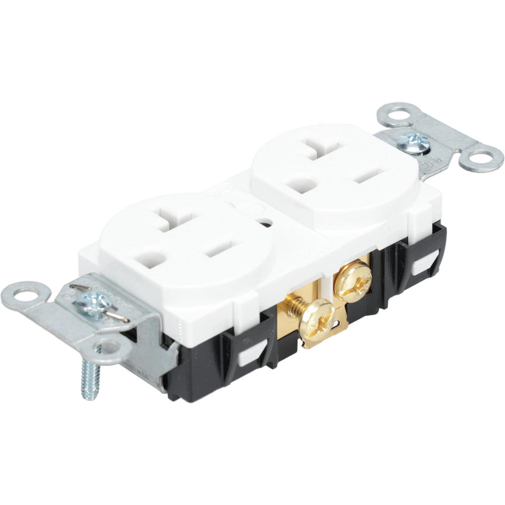 Hubbell Wiring Device-Kellems CR20WHI Straight Blade Duplex Receptacle NEMA 5-20R, 20 Amps, Self-Grounding