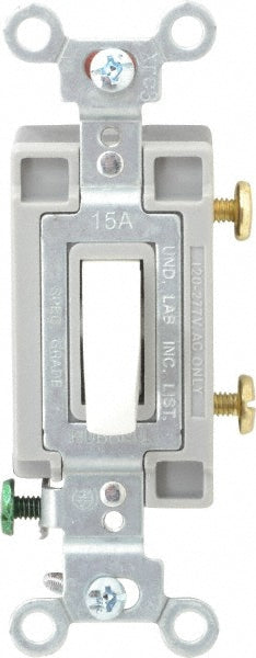Hubbell Wiring Device-Kellems CS115W 1 Pole, 120 to 277 VAC, 15 Amp, Commercial Grade Toggle Wall Switch