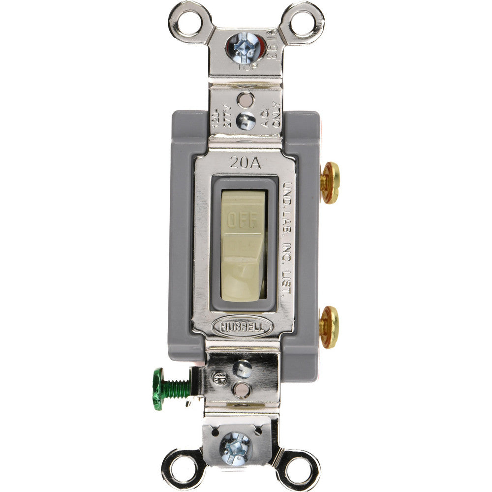Hubbell Wiring Device-Kellems HBL1221I 1 Pole, 120 to 277 VAC, 20 Amp, Industrial Grade Toggle Wall Switch
