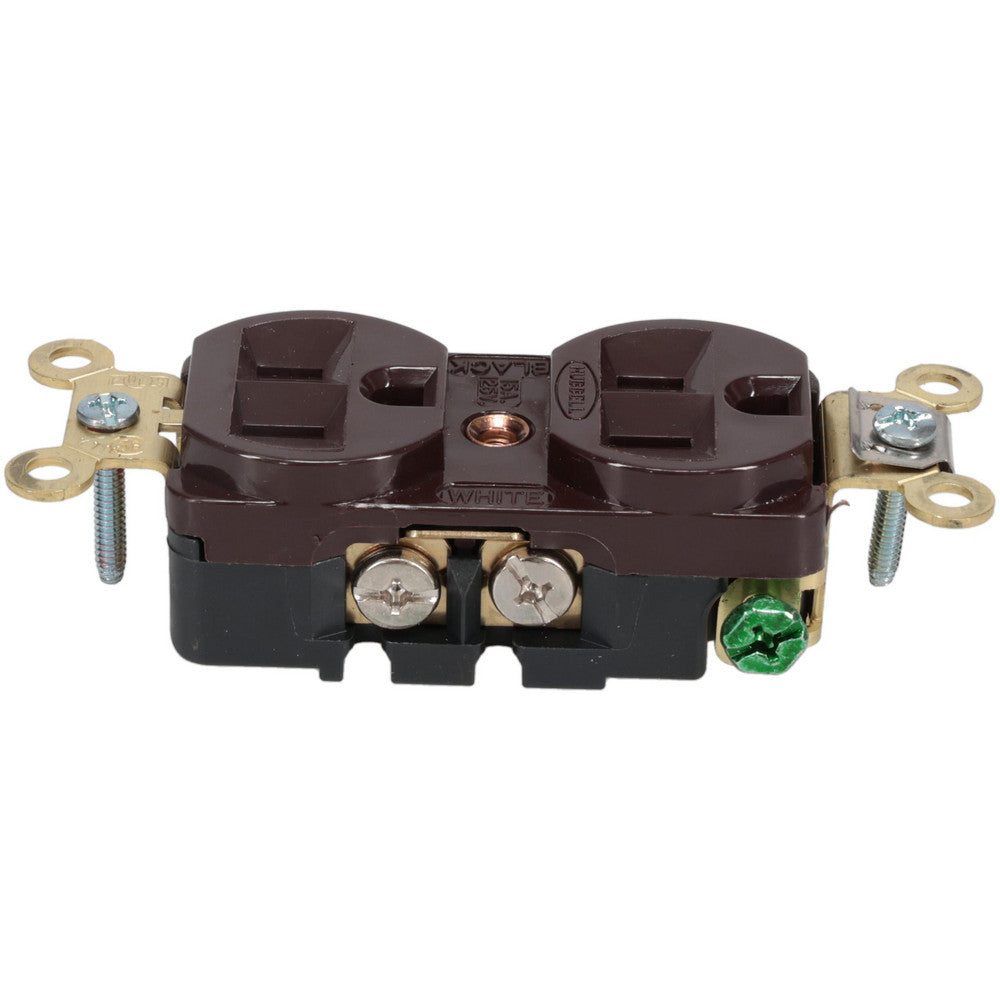 Hubbell Wiring Device-Kellems HBL5252 Straight Blade Duplex Receptacle NEMA 5-15R, 15 Amps, Self-Grounding