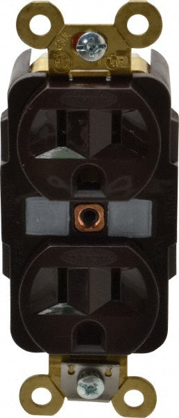 Hubbell Wiring Device-Kellems HBL5262 Straight Blade Duplex Receptacle NEMA 5-15R, 15 Amps, Self-Grounding