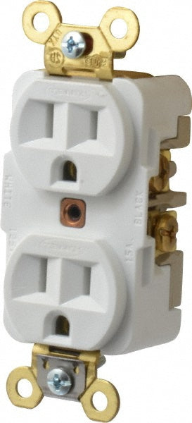 Hubbell Wiring Device-Kellems HBL5262W Straight Blade Duplex Receptacle NEMA 5-15R, 15 Amps, Self-Grounding