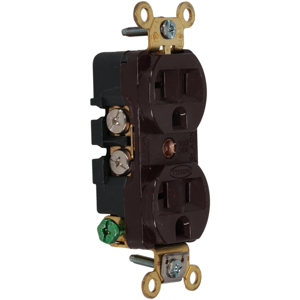 Hubbell Wiring Device-Kellems HBL5352 Straight Blade Duplex Receptacle NEMA 5-20R, 20 Amps, Self-Grounding