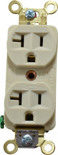 Hubbell Wiring Device-Kellems HBL5352I Straight Blade Duplex Receptacle NEMA 5-20R, 20 Amps, Self-Grounding