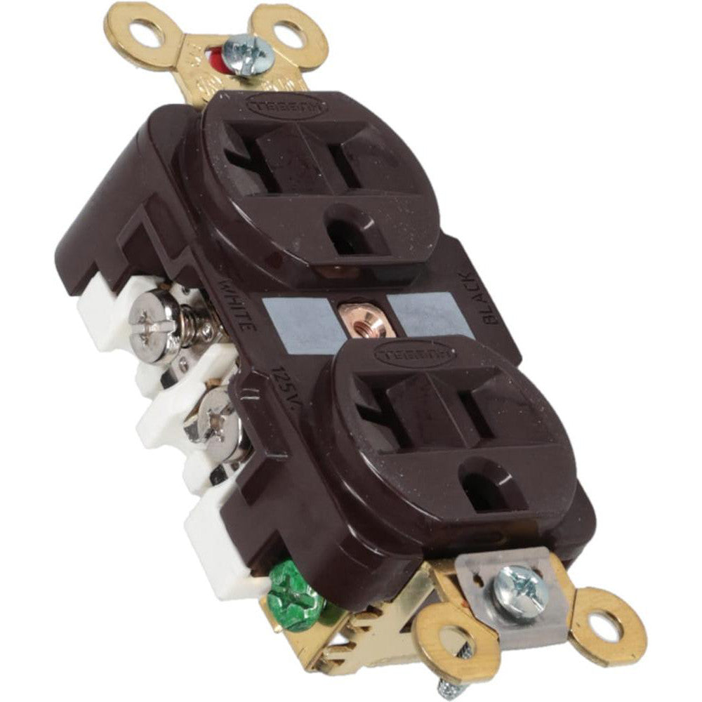 Hubbell Wiring Device-Kellems HBL5362 Straight Blade Duplex Receptacle NEMA 5-20R, 20 Amps, Self-Grounding